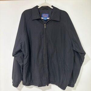 Vintage 90s Pendleton Black Bomber Jacket Hong Kong Mens Large Zip Windbreaker